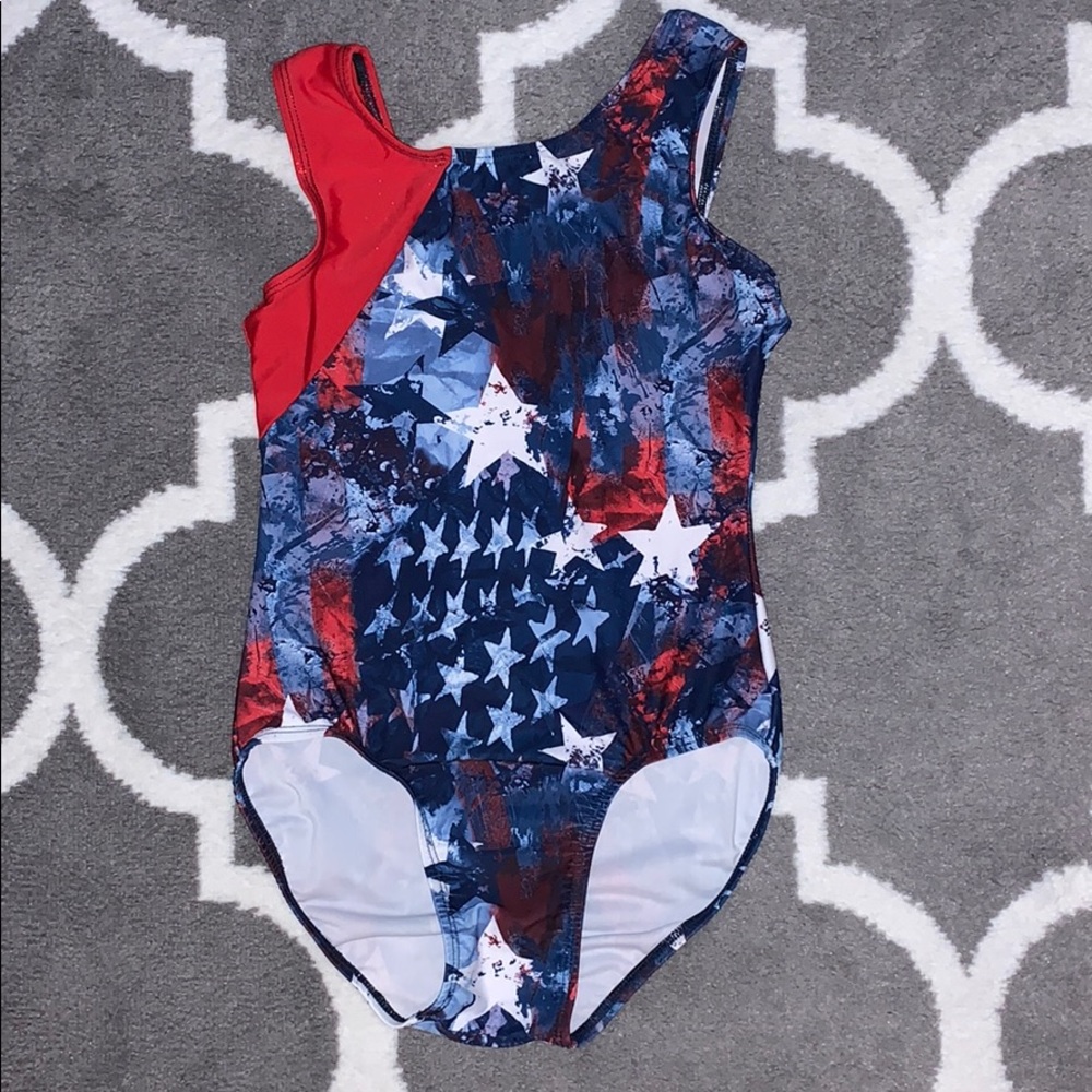 girls gymnastics leotard: American flag colors